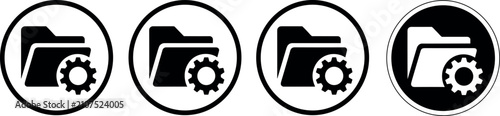 Фотография Set of folder with gear icons in circular frames representing file management, s