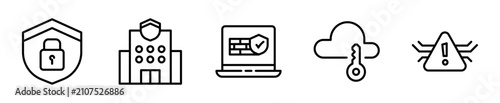 Fotografía Set de Iconos Ciberseguridad Protección Datos Empresa 5 Piezas Outline Vector