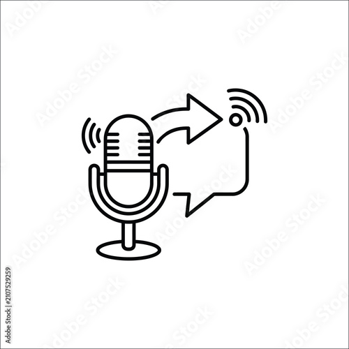 Podcast Audio Streaming Outline Icon with Wireless Broadcast Signal