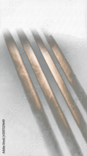 Diagonal window blind light beams and shadows isolated on transparent background.