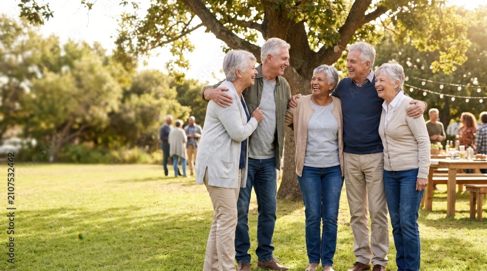 Fototapeta premium Happy Senior Friends Enjoying Senior Citizen Day Outdoors