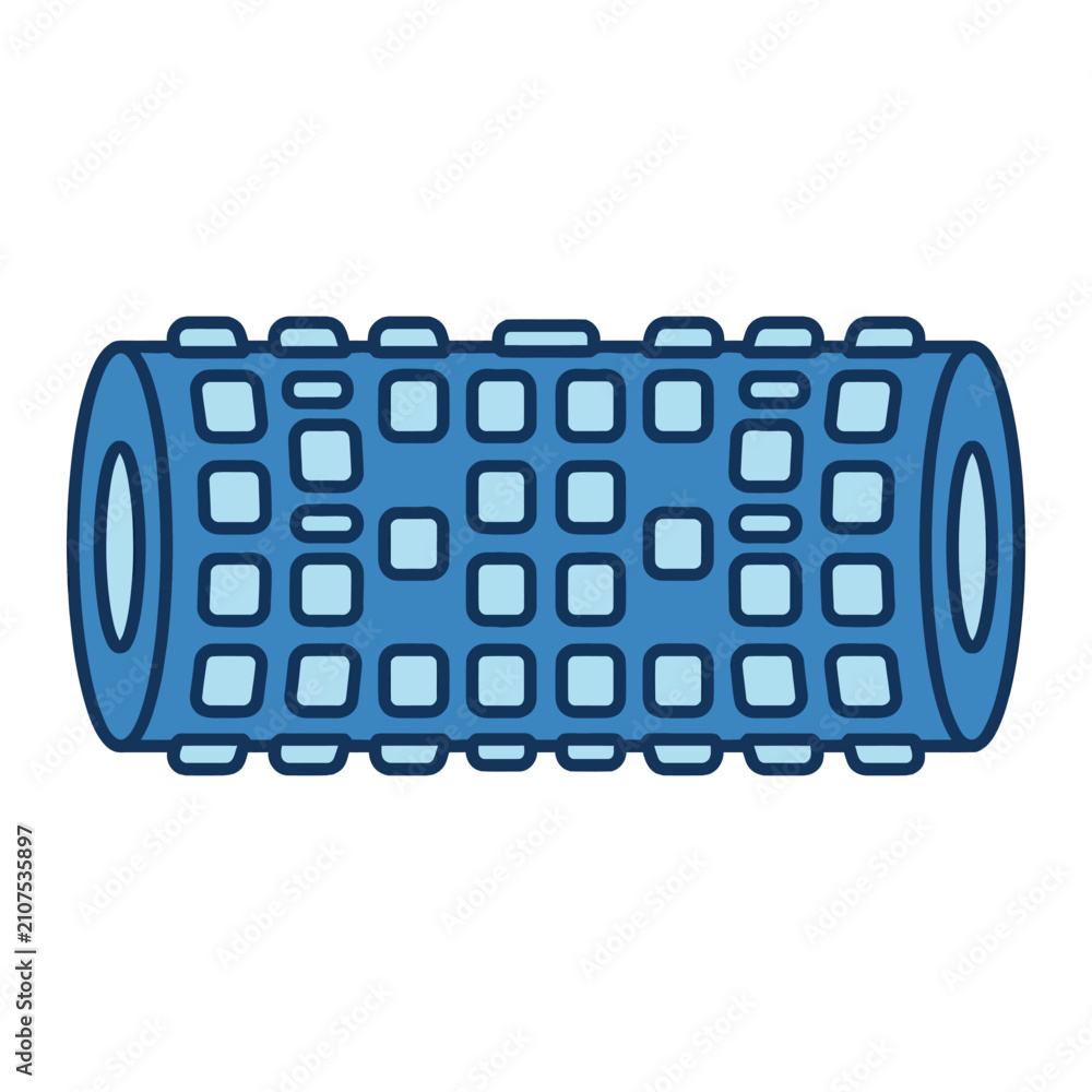 Naklejka premium Blue foam roller for physical therapy and myofascial release exercise