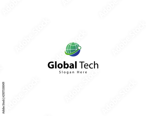 Modern global tech logo template. Global connection logo design vector illustration.