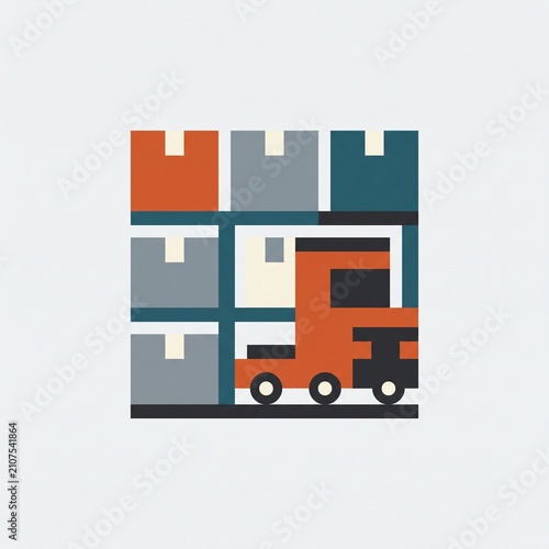 2D Flat Design Warehouse Automation Icon