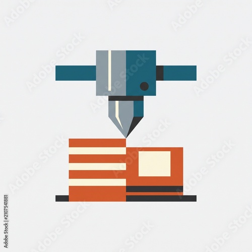 2D Flat Design 3D Industrial Printing Icon