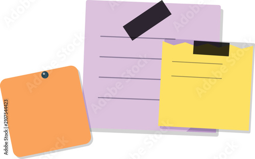 Stacked and Taped Colorful Sticky Notes A Vibrant Collection of Reminder Pads and Message Boards for Organization