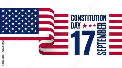 Bild auf Leinwand Constitution Day September 17th USA Flag and Stars Graphic
