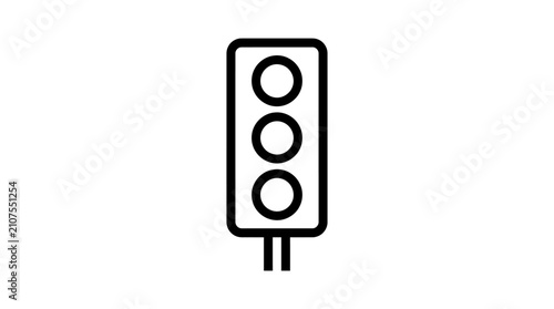 A simple black and white line art illustration of a vertical traffic light signal.