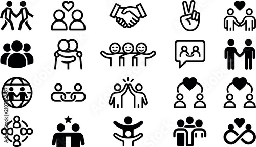 Valokuva Various hand gestures and human interactions representing friendship care trust