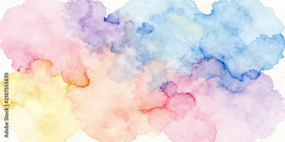 Fototapeta premium Abstract Blue Watercolor Cloudscape Background with Hand Painted Sky Texture, Soft Light, Vintage Paper and Grunge Nature Inspired Design