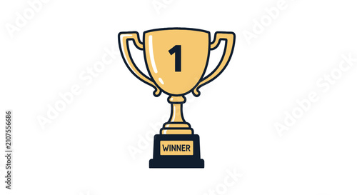 Принти на полотні Golden Trophy with Number 1 and Winner Label - Symbol of Victory and Achievement