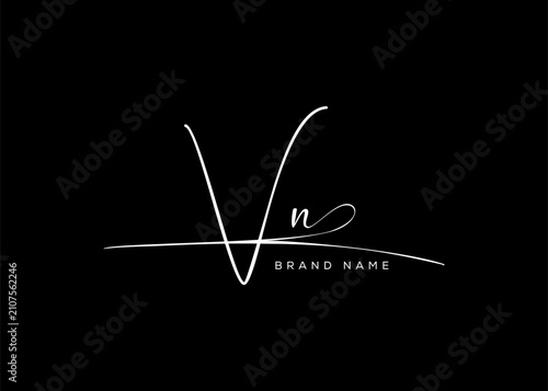 VN letter beauty cursive handwriting logo. vector logo| abstract logo| minimalist logo| brand identity| calligraphy design.