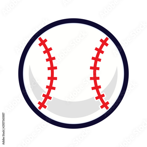Professional baseball ball icon with red laces for sports branding vector illustration