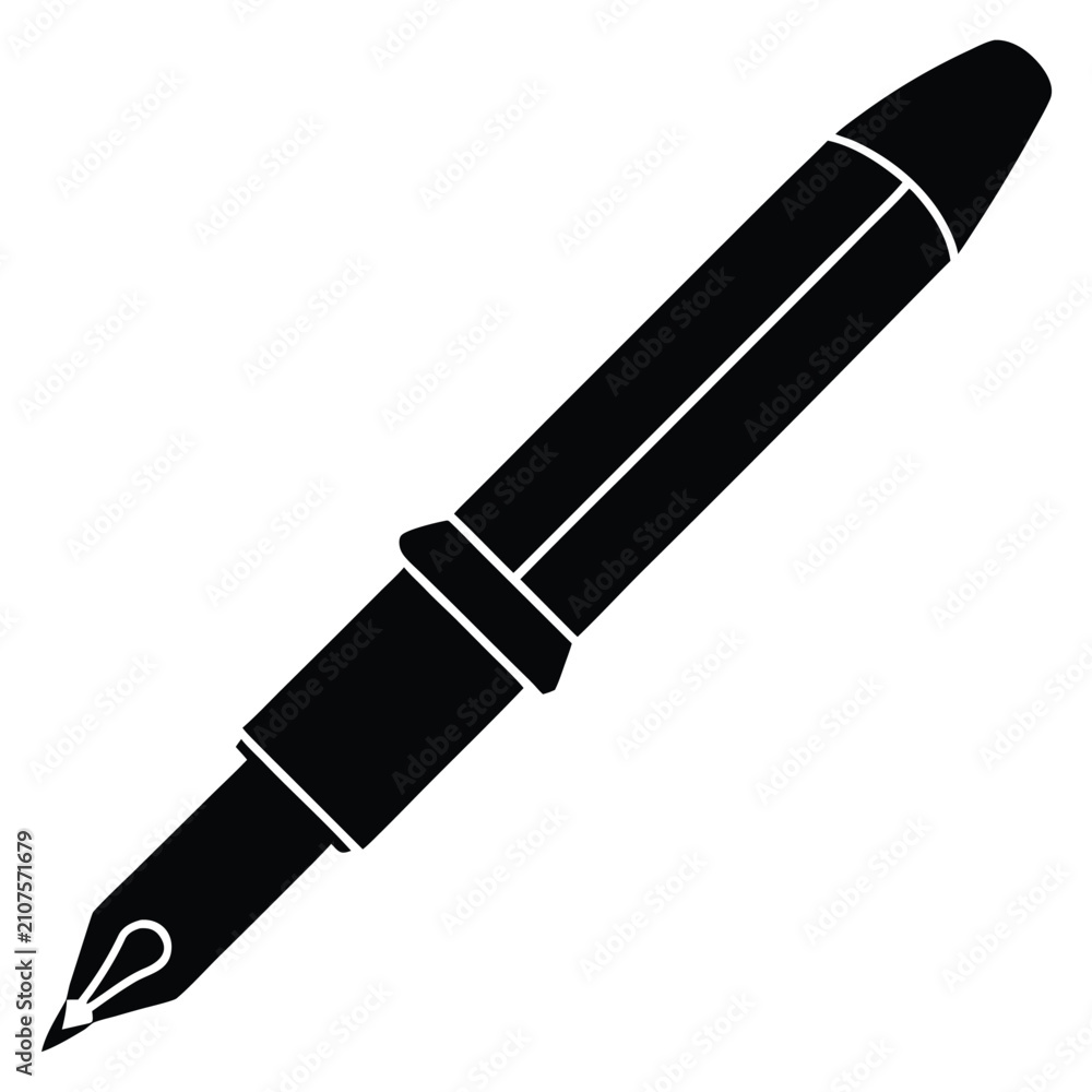 Fototapeta premium Black fountain pen with elegant tip and cap ring