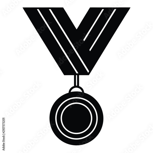 Black medal with ribbon vector illustration