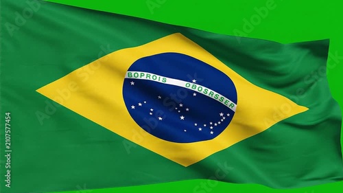 Brazil Flag Waving in the Wind on Transparent Background – Realistic Brazilian National Flag PNG