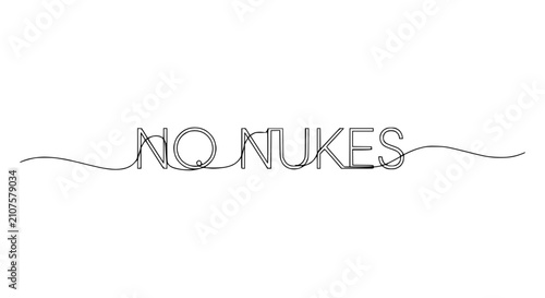 Konstfotografi No Nukes Message - Anti Nuclear Power and Weapons - One Line Drawing