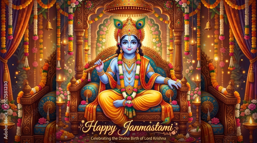 Fototapeta premium Krishna janmastami background