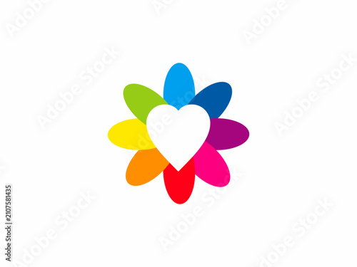 Abstract Heart Flower Petals Logo Vector for Healthcare, Wellness, Romantic Brand, Charity, and Foundation Design