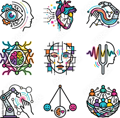 Schilderij op canvas Ideal for customer experience (CX) platforms, mental health chatbots, and AI ethics editorials focusing on machine empathy and sentiment analysis
