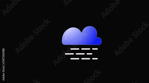 Weather forecast Cloudy and windy icon animation. Alpha matte with transparent background with 4K Resolution.