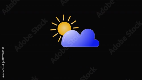 Weather forecast Cloudy and sunny icon animation. Alpha matte with transparent background with 4K Resolution.