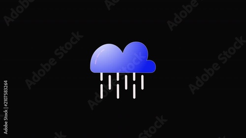 Weather forecast Cloudy and rainy icon animation. Alpha matte with transparent background with 4K Resolution.