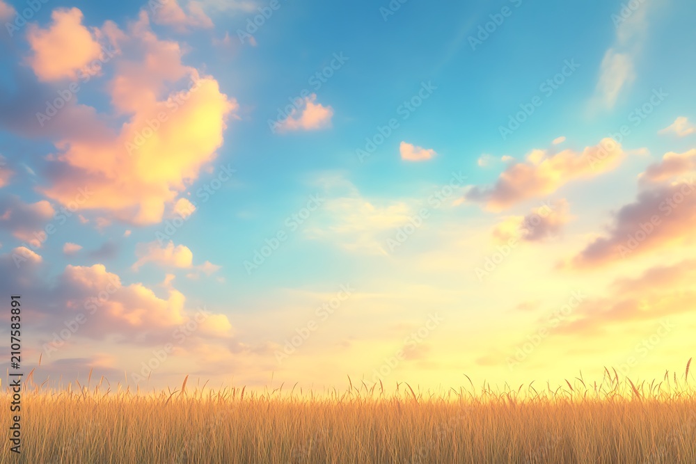 Obraz premium Golden fields under a vibrant sky