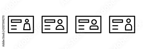 License icon set vector. ID card icon. driver license, staff identification card