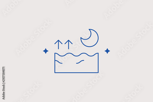 Fotografie Night water evaporation line icon for ecology