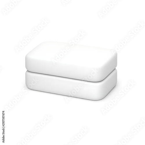 Two White Erasers stacked Isolated on Transparent Background