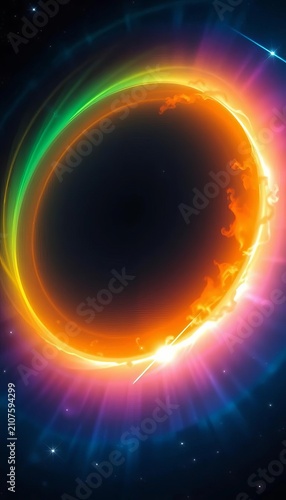 Auroral rings of gaseous plasma dance across the face of a ringed star, orbit, galaxy