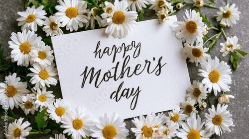 Happy mothers day card with daisies