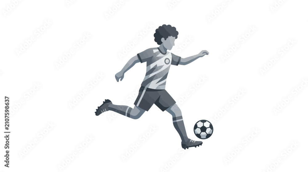 Obraz premium Young Boy Playing Soccer Energetically Alone.