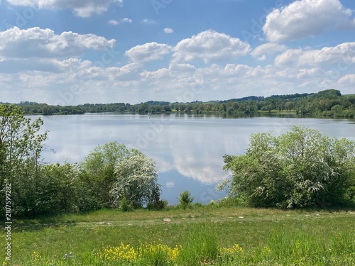 Peaceful Summer Rottauensee, Bavaria - Germany Landscape With Cloud Reflections