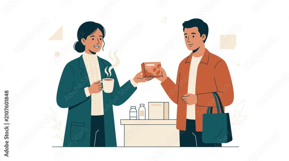 Fototapeta premium Pharmacist Consulting Customer on Herbal Medicine or Supplements, Providing Care and Advice