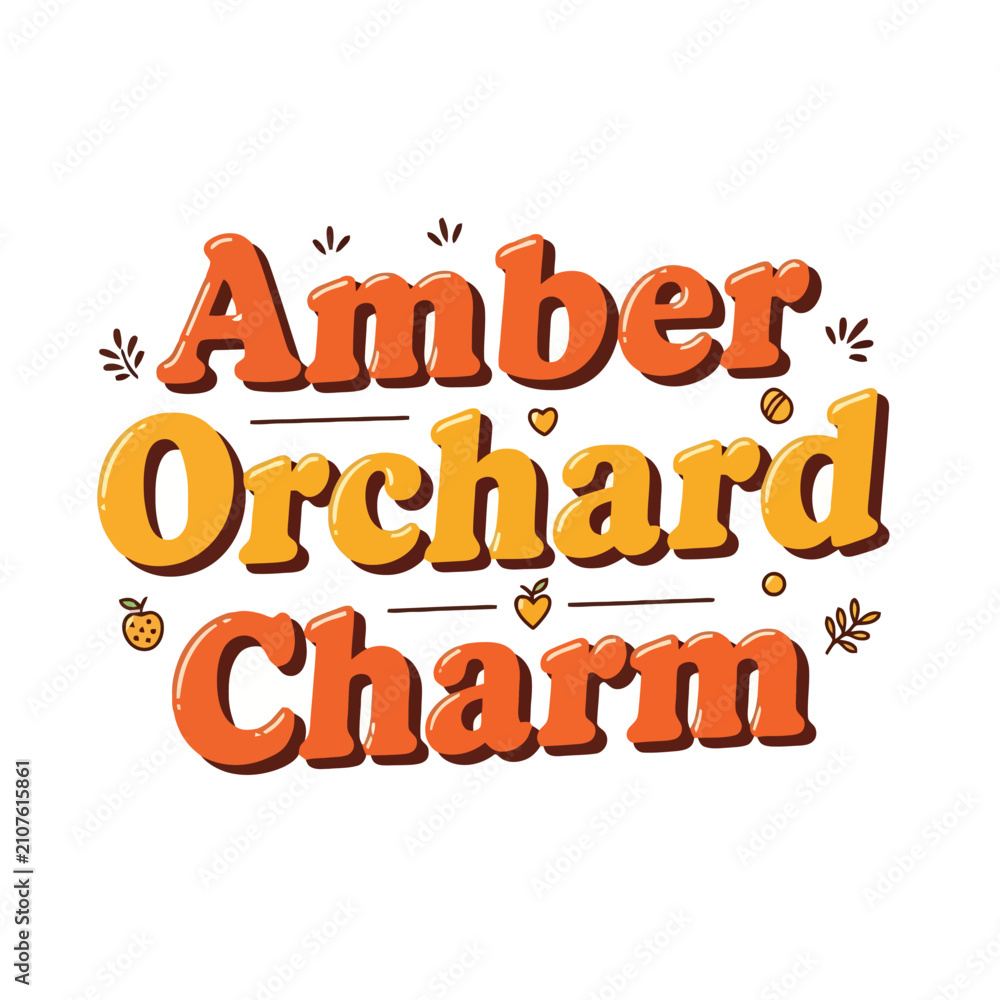 Fototapeta premium Amber Orchard Charm Typography Lettering Design Featuring Seasonal Harvest Motifs And Retro Aesthetic Styles Perfect For Autumnal Festive Decorations Or Seasonal Branding Elements For Creative
