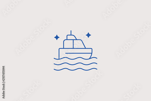 Obraz na płótnie Luxury yacht line icon for marina