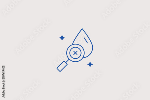 Photography Magnifying glass on water drop with cross line icon for laboratory
