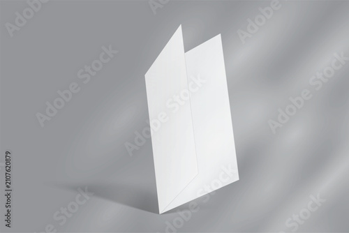 ฺBi folded, Open Leaflet brochure mockup with blank paper layouts on background. Professional print template for branding, advertising, corporate identity, marketing materials, and presentation design