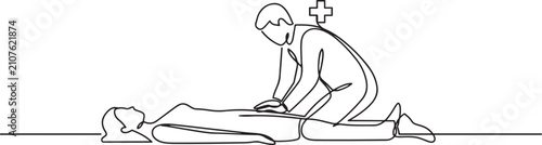 Fotografía paramedic giving indirect heart massage first aid to woman patient