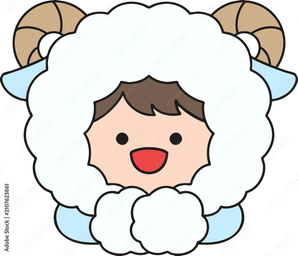 Fototapeta premium A cute boy wearing a sheep hat