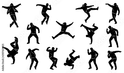 Fotografía Street Dance Breakdance Silhouette Collection EPS Vector