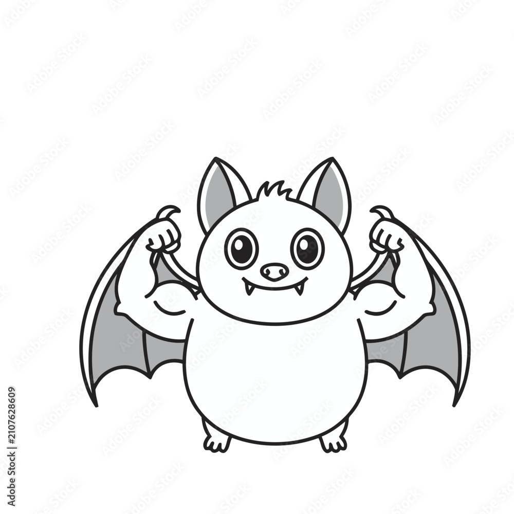 Fototapeta premium Cartoon Bat Flexing Muscles