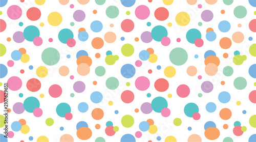 Colorful pastel polka dot vector seamless pattern background, with cute confetti circles wallpaper element