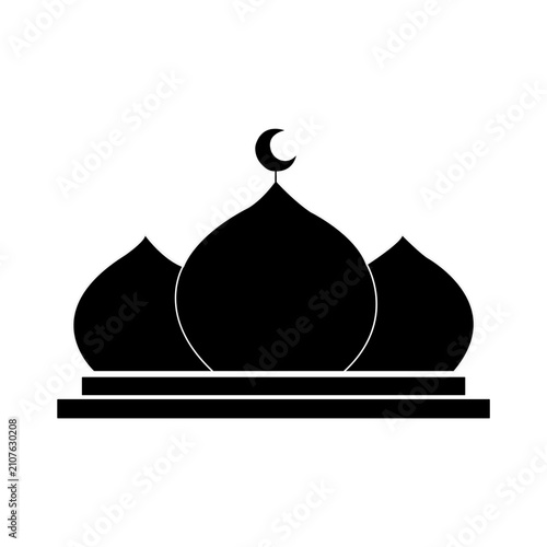 Three Islamic Mosque Domes with Crescent Silhouette Icon
