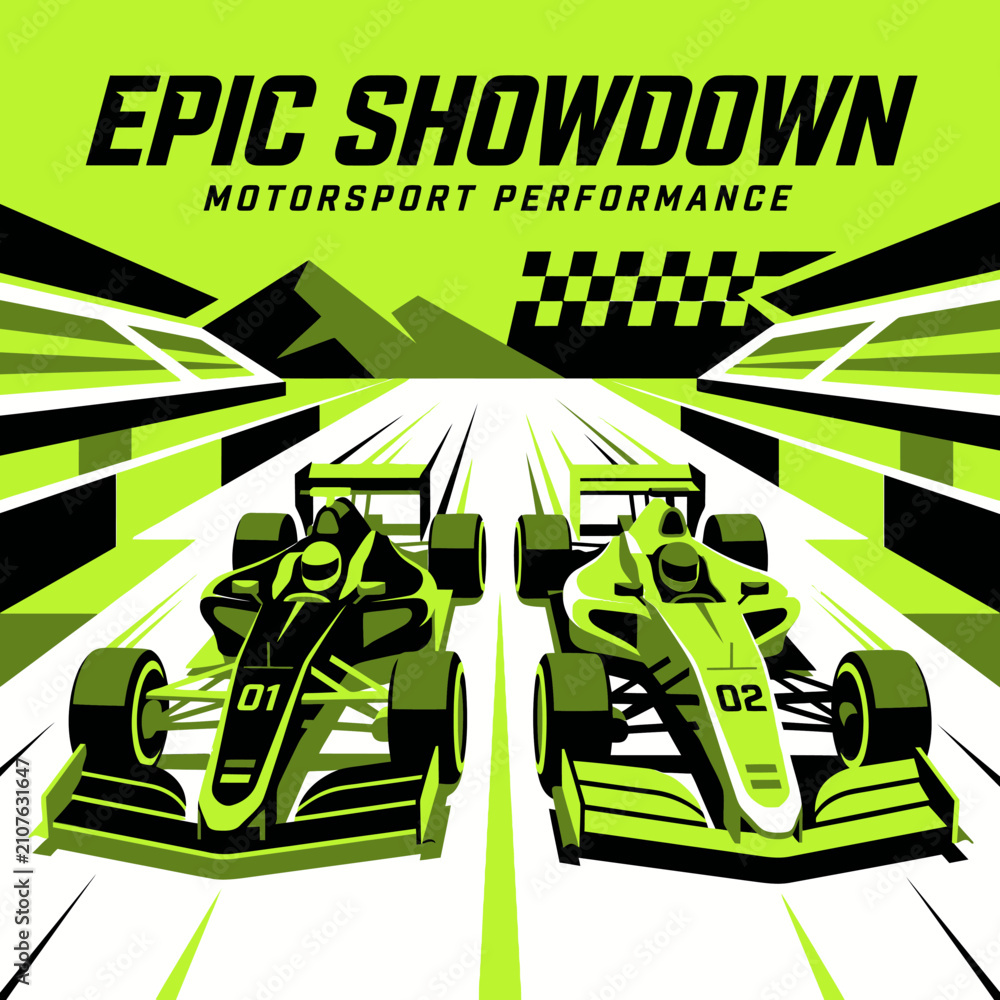 Obraz premium Thrilling Motorsport Racing Showdown Dynamic Speed Competition