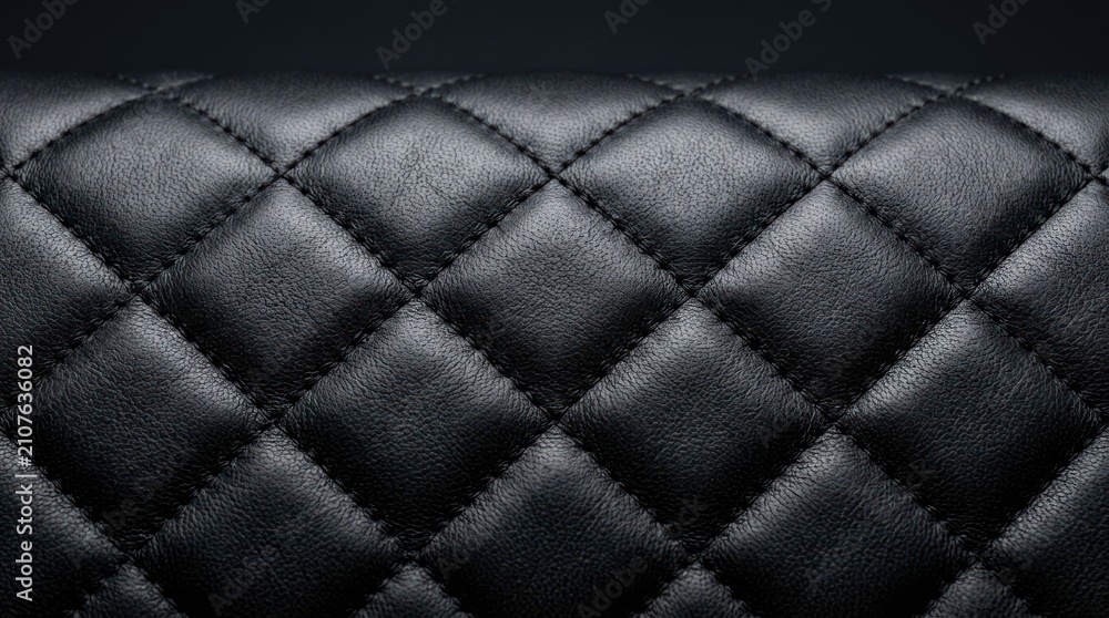 Obraz premium Luxurious Black Quilted Leather Texture with Diamond Stitching Pattern.