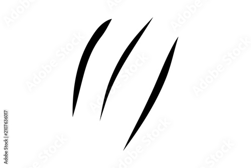 Black claw mark vector illustration set featuring three sharp curved scratches on transparent background for dynamic action design.
