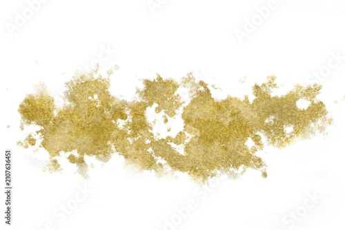 Abstract golden splash texture with rough edges on transparent background, artistic, modern, grunge.